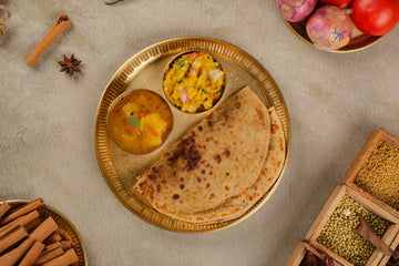 Sattu Ka Paratha with Aloo Sabzi and Chokha